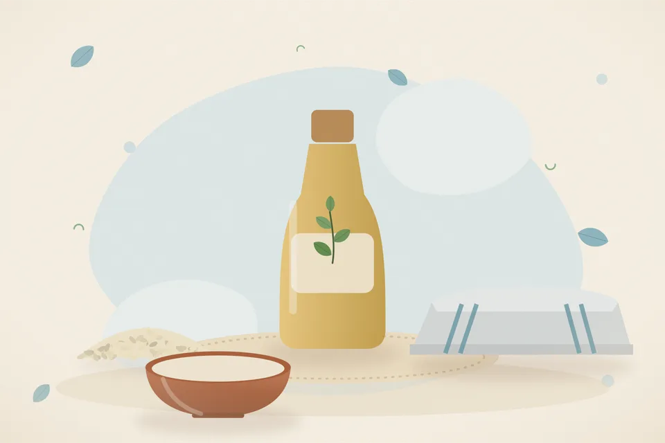 Illustrated still life with sesame seeds.