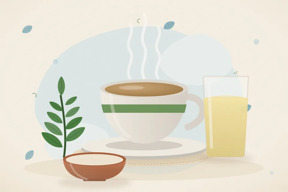 Illustrated still life with neem leaves.