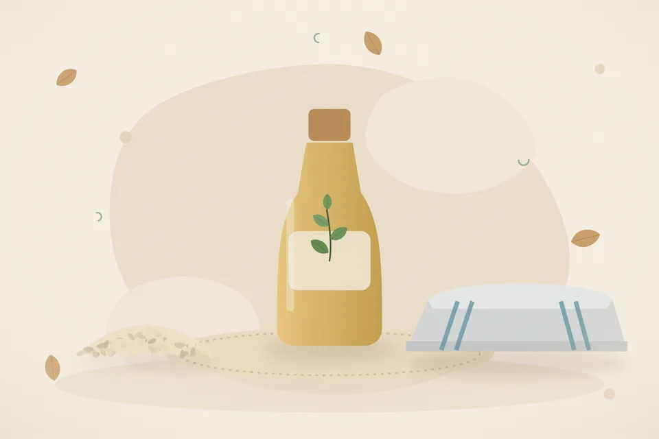 Illustrated still life with sesame seeds.