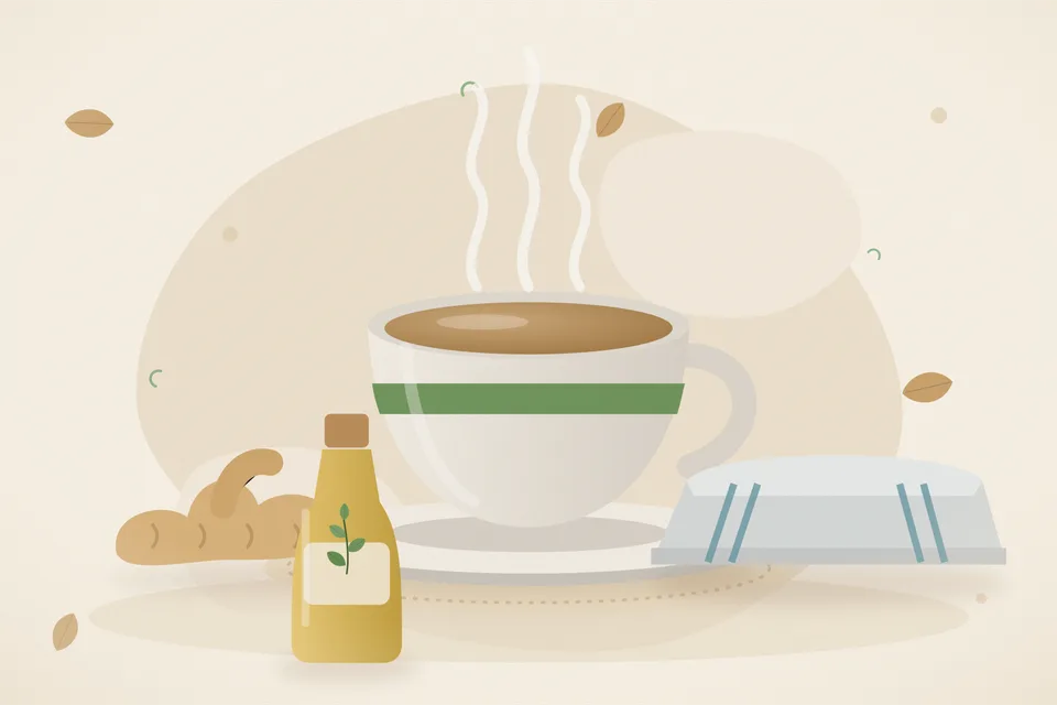 Illustrated still life with fresh ginger.