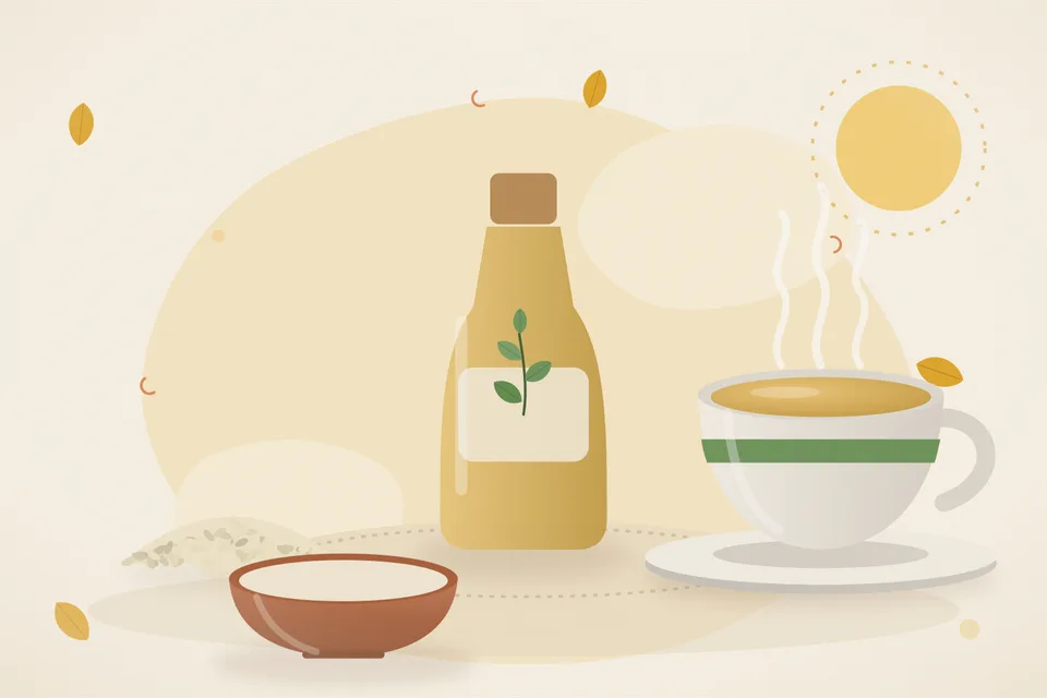 Illustrated still life with sesame seeds.