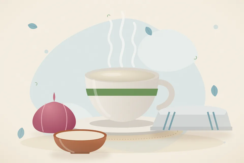 Illustrated still life with onion.