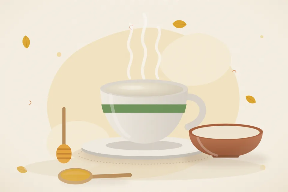 Illustrated still life with honey.
