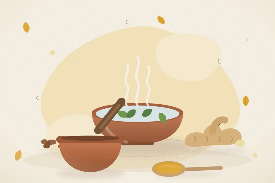 Illustrated still life with raisins, fresh ginger.