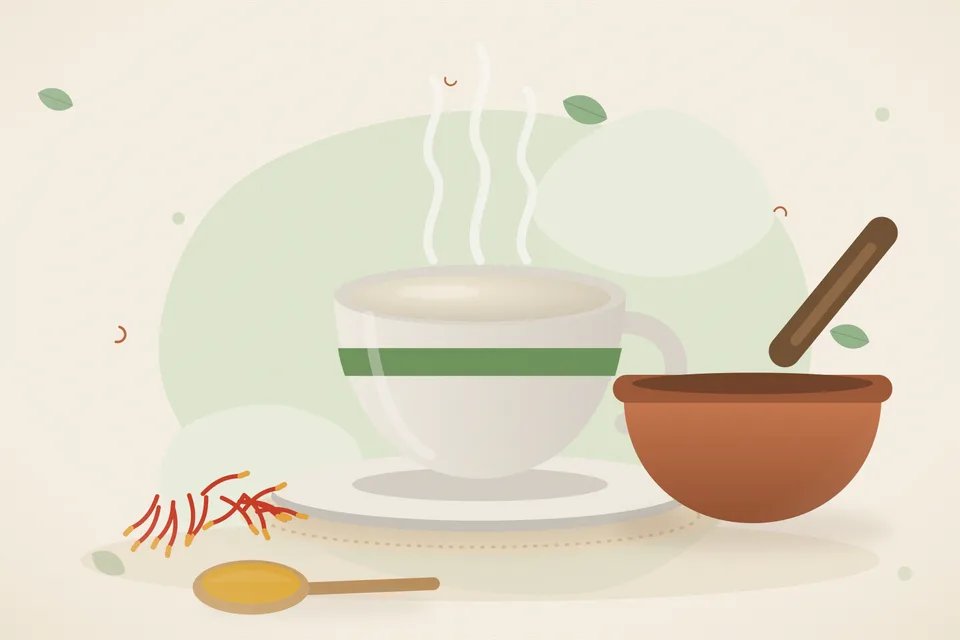 Illustrated still life with saffron.