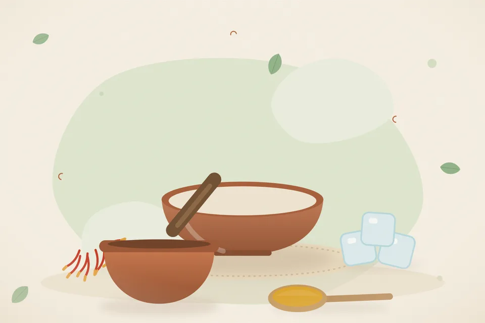 Illustrated still life with saffron, ice.