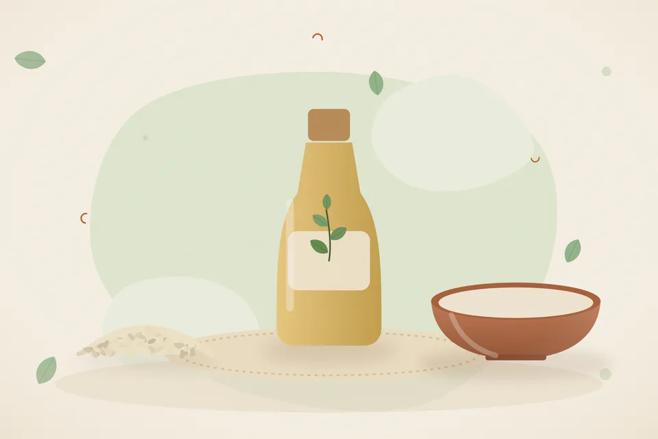 Illustrated still life with sesame seeds.