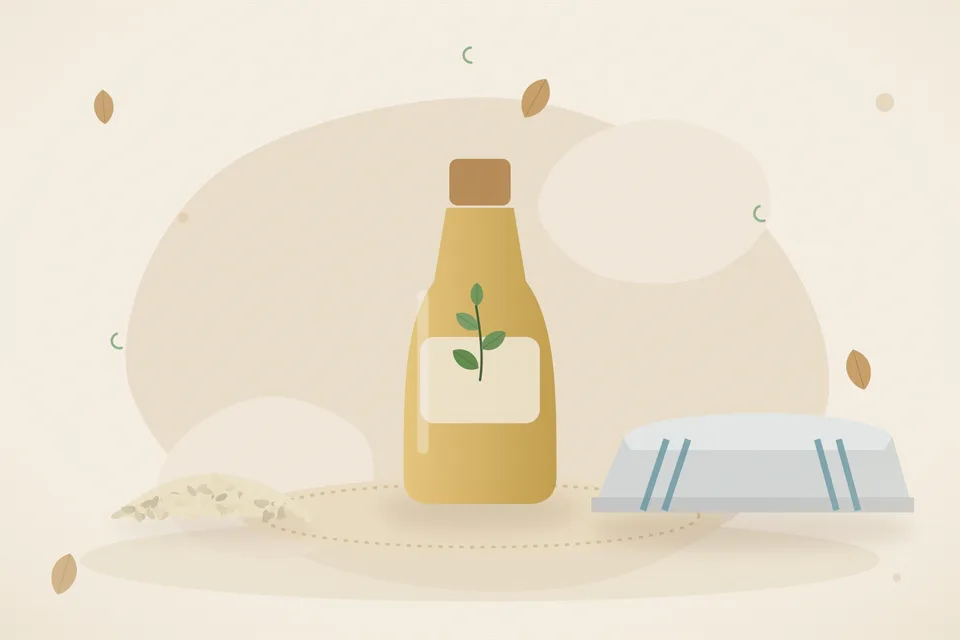 Illustrated still life with sesame seeds.