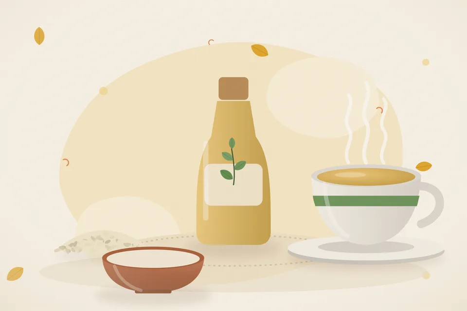 Illustrated still life with sesame seeds.