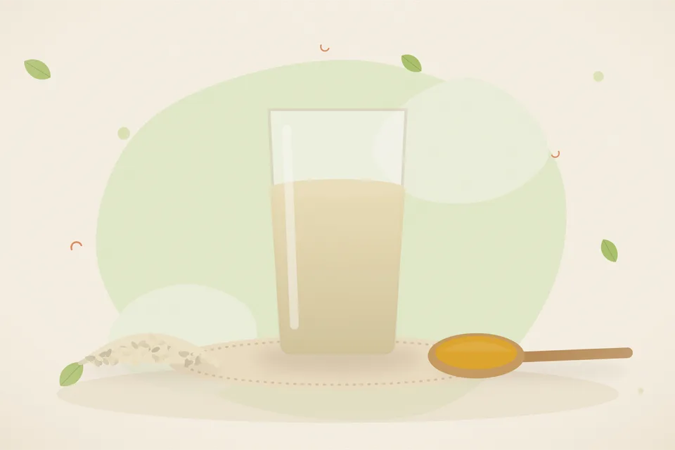 Illustrated still life with sesame seeds.