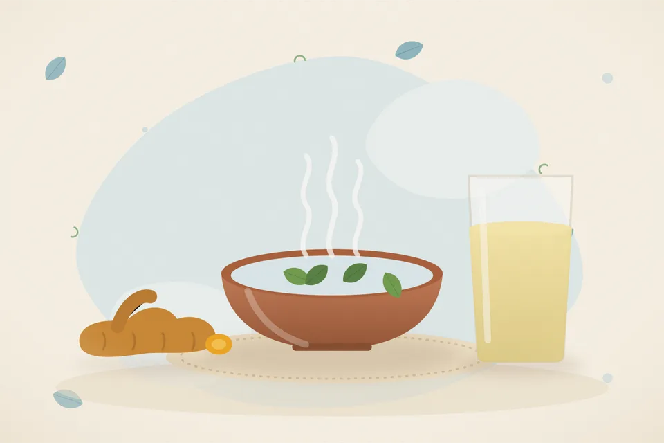 Illustrated still life with turmeric root.