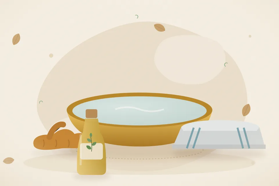 Illustrated still life with turmeric root.
