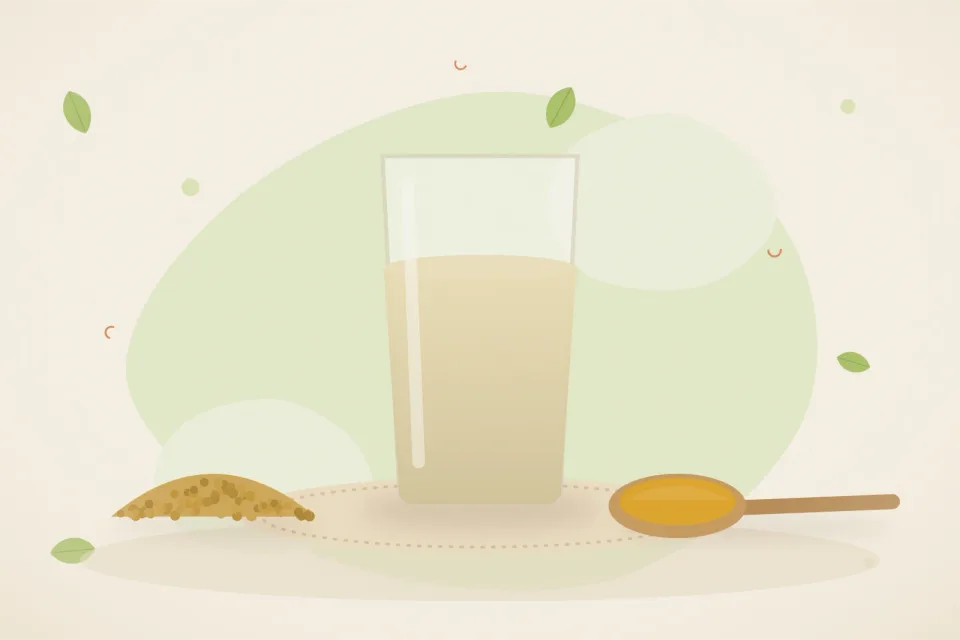 Illustrated still life with fenugreek seeds.