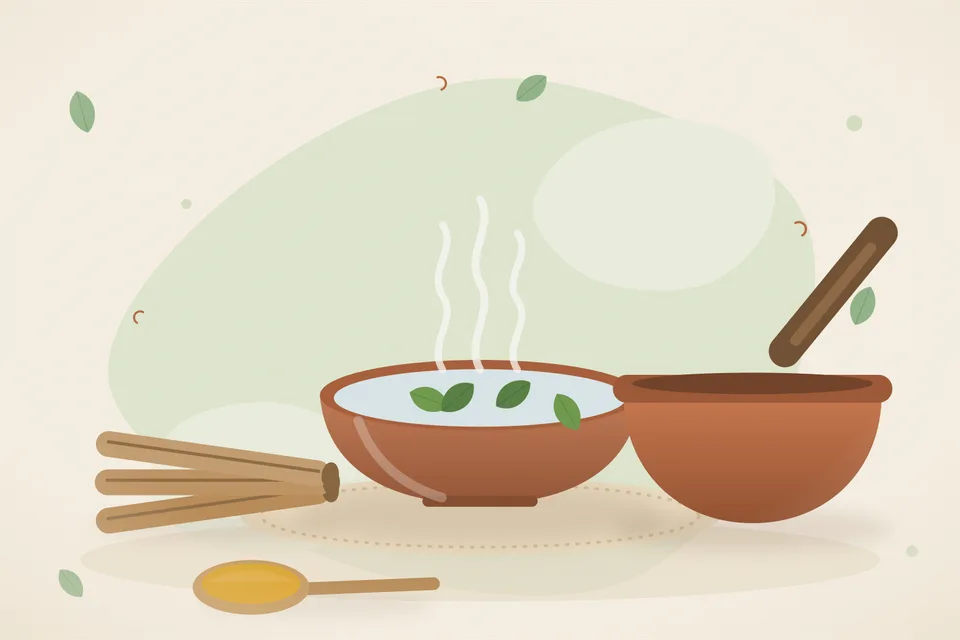 Illustrated still life with mulethi root.