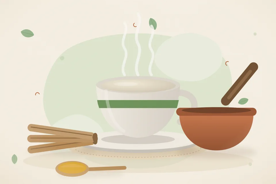 Illustrated still life with mulethi root.