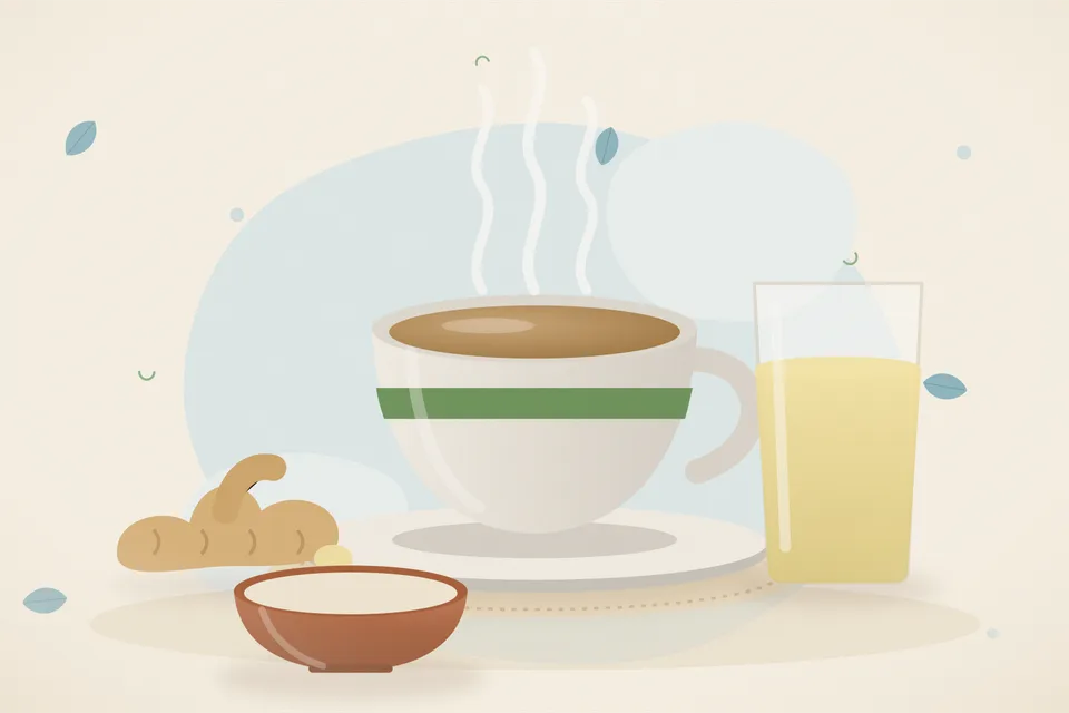 Illustrated still life with fresh ginger.