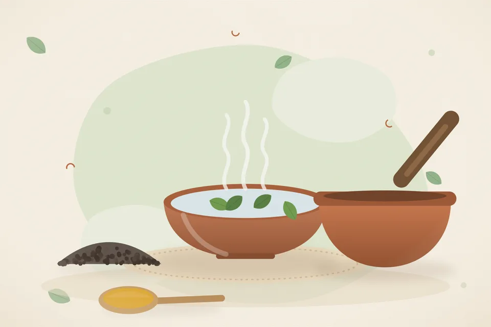 Illustrated still life with black pepper.