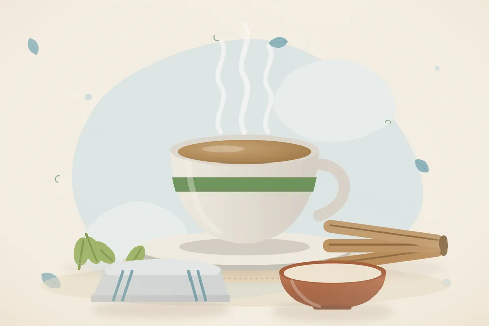 Illustrated still life with cardamom, mulethi root.
