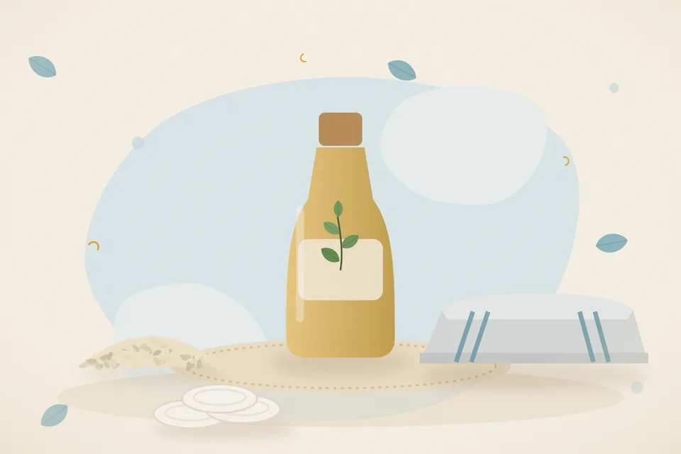 Illustrated still life with sesame seeds.
