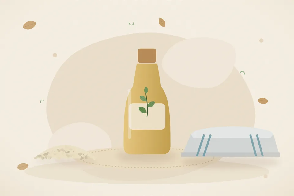 Illustrated still life with sesame seeds.