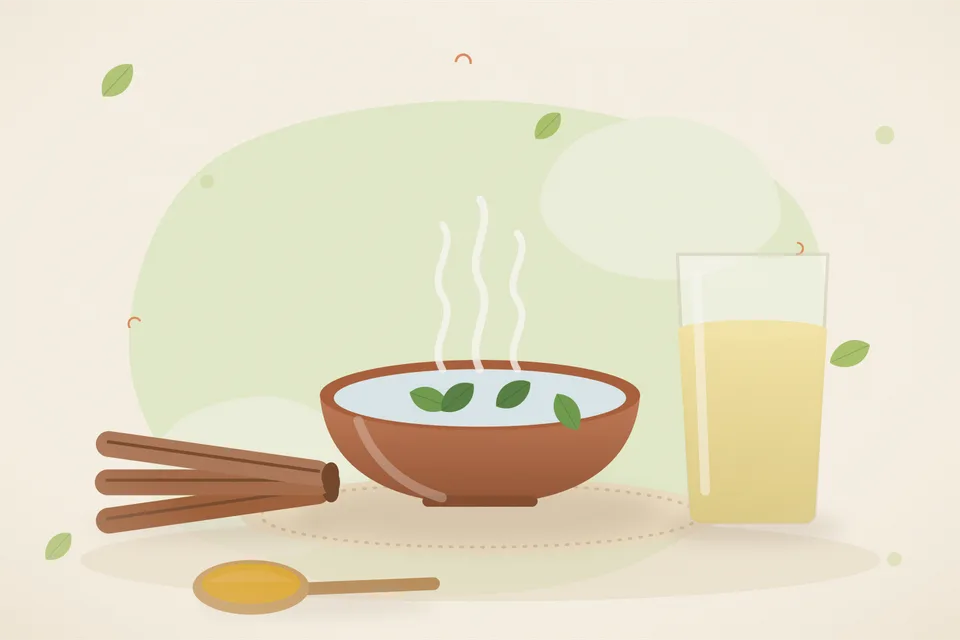 Illustrated still life with cinnamon.
