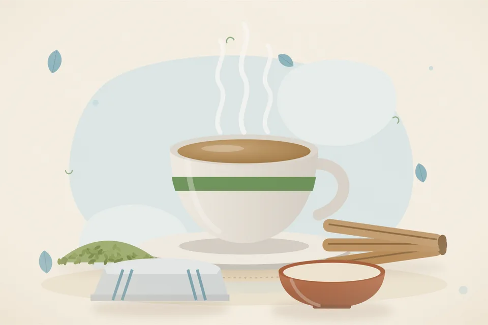 Illustrated still life with fennel seeds, mulethi root.