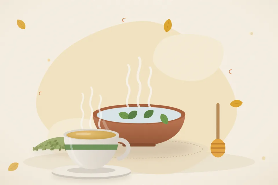 Illustrated still life with fennel seeds, honey.