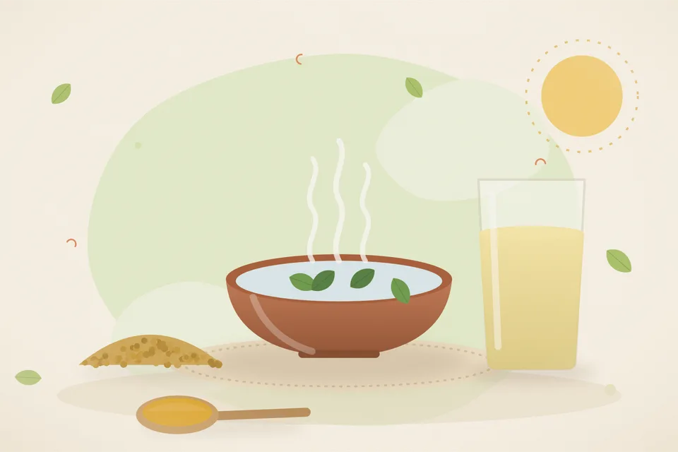 Illustrated still life with fenugreek seeds.