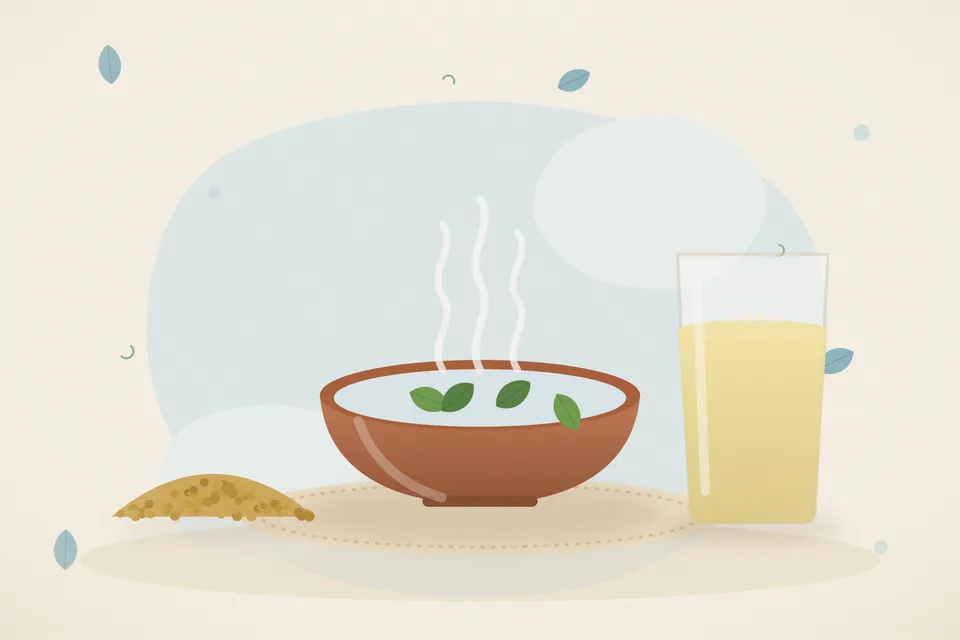 Illustrated still life with fenugreek seeds.