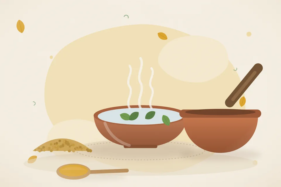 Illustrated still life with fenugreek seeds.