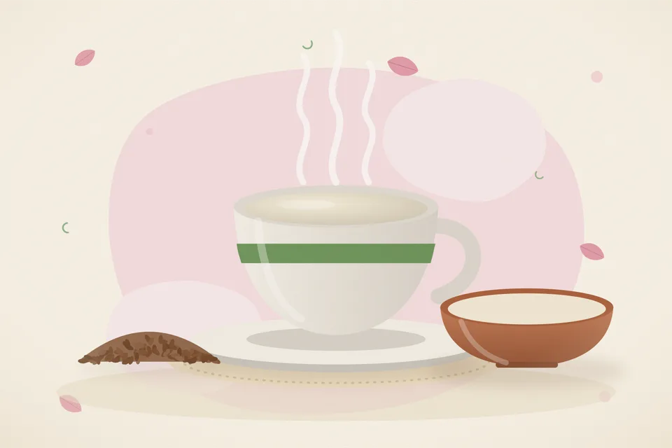 Illustrated still life with flaxseeds.