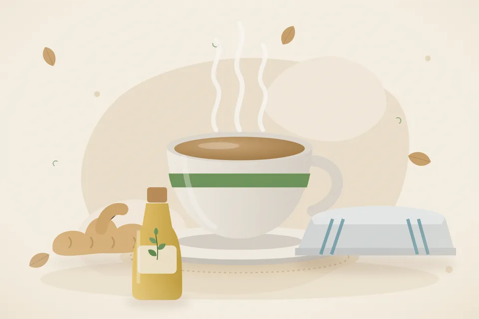 Illustrated still life with fresh ginger.
