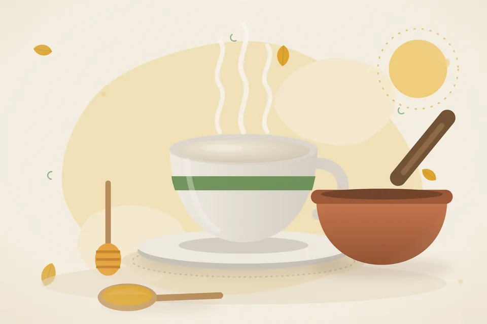 Illustrated still life with honey.