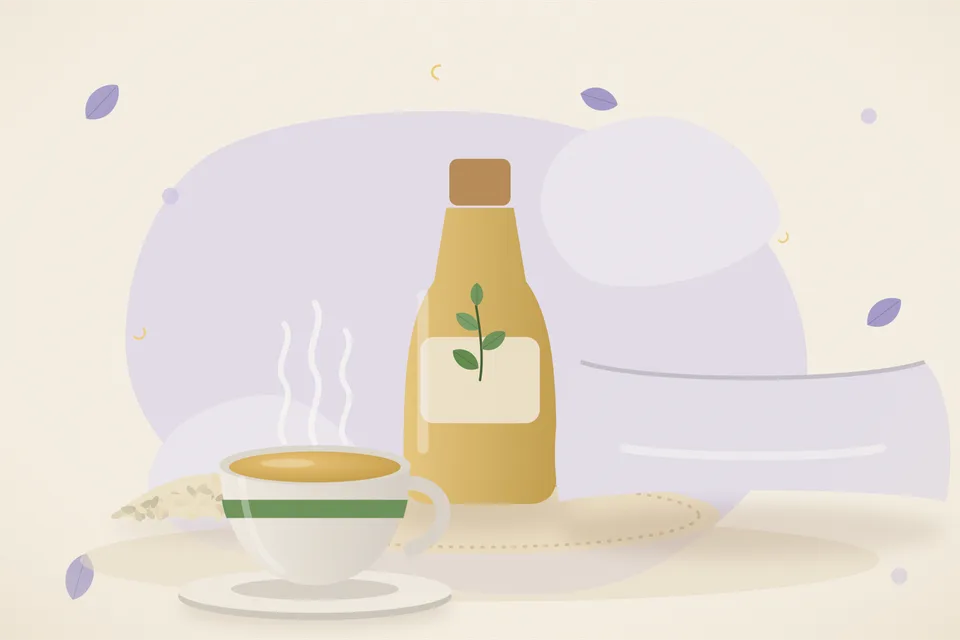 Illustrated still life with sesame seeds.