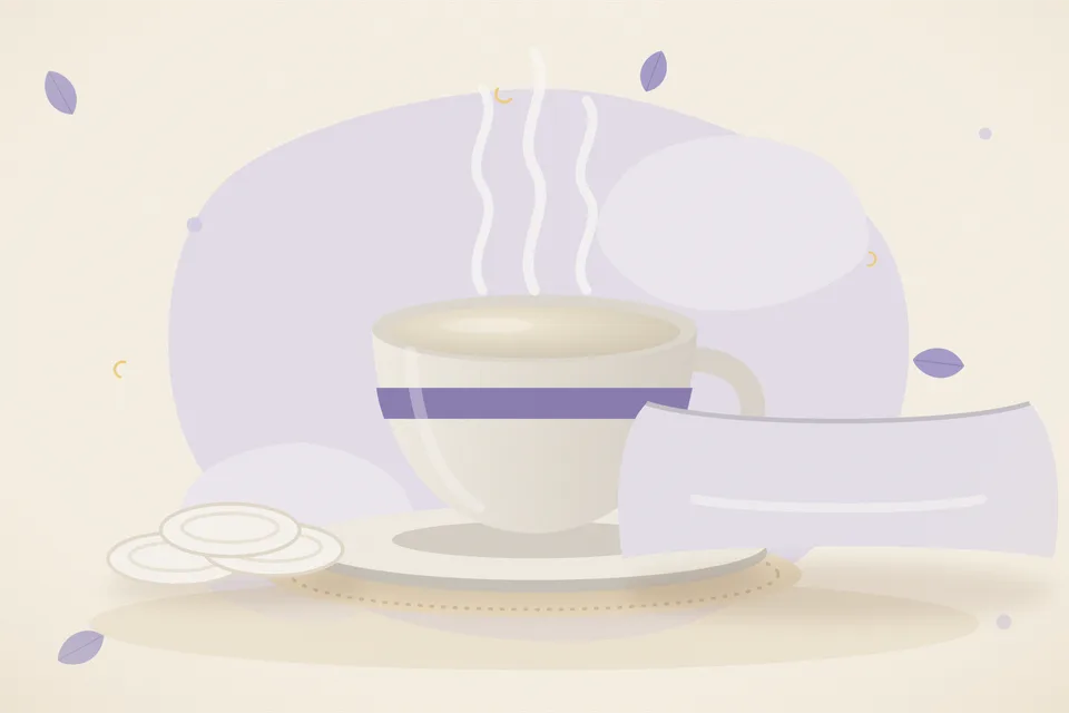 Illustrated still life with cotton pads, a soft pillow.