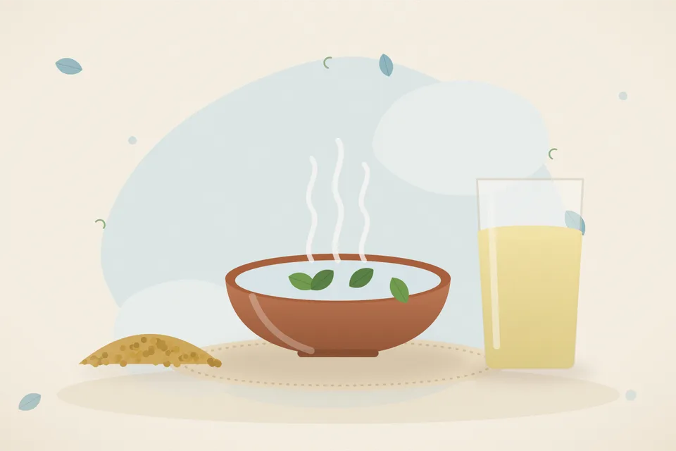 Illustrated still life with fenugreek seeds.