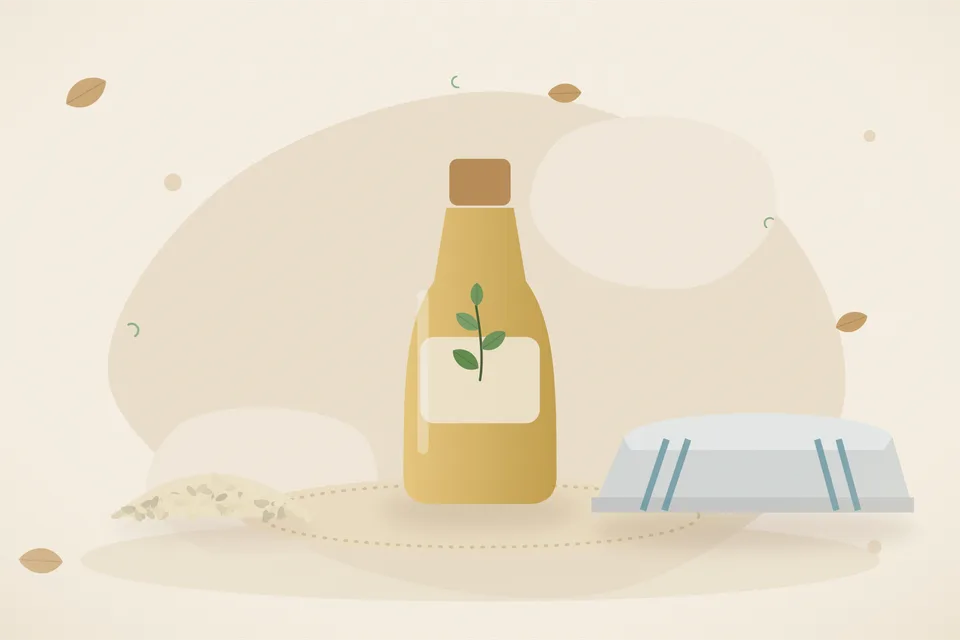 Illustrated still life with sesame seeds.