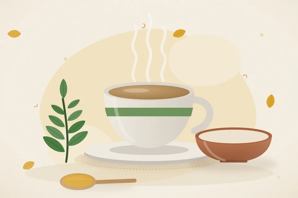 Illustrated still life with neem leaves.