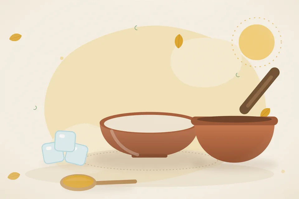 Illustrated still life with ice.