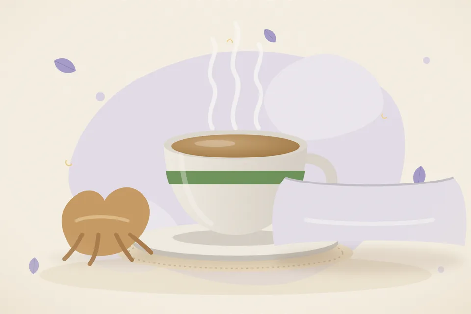 Illustrated still life with ashwagandha root.