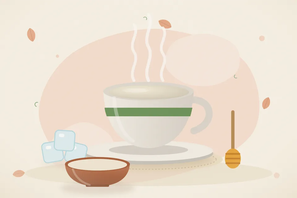 Illustrated still life with ice, honey.