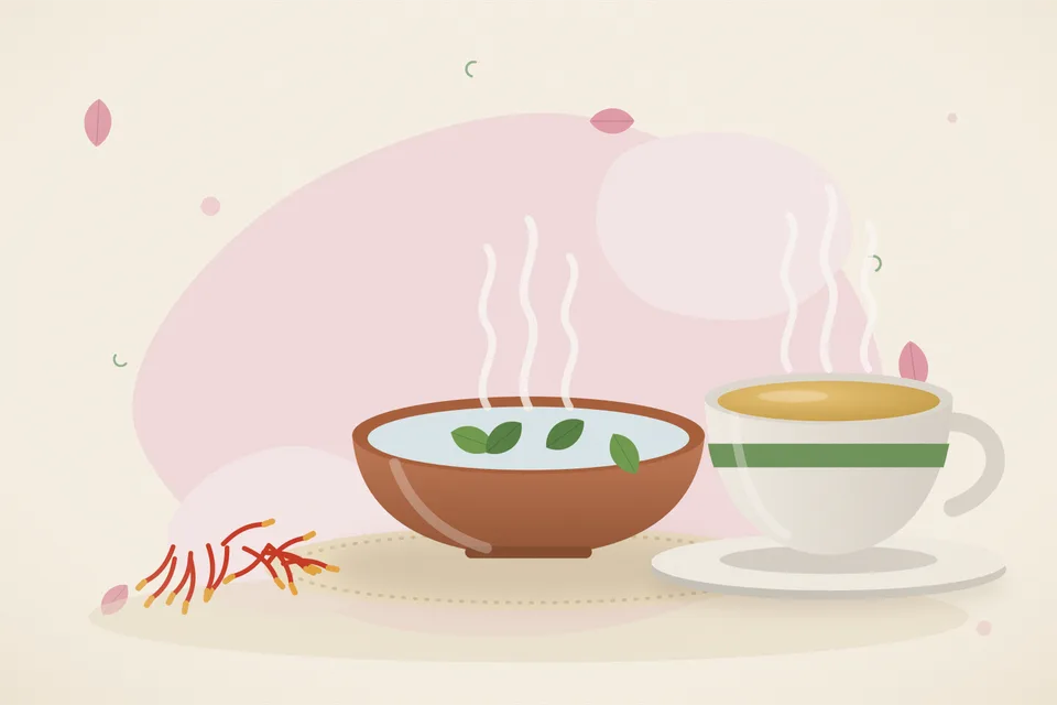 Illustrated still life with saffron.
