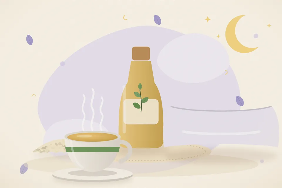 Illustrated still life with sesame seeds.