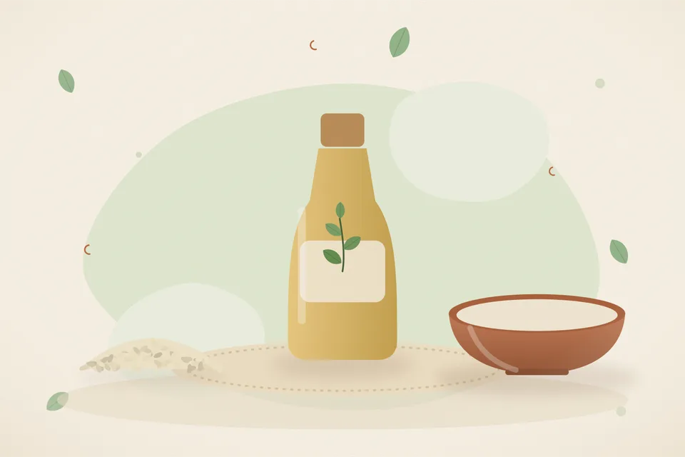 Illustrated still life with sesame seeds.