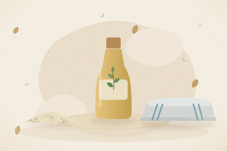 Illustrated still life with sesame seeds.