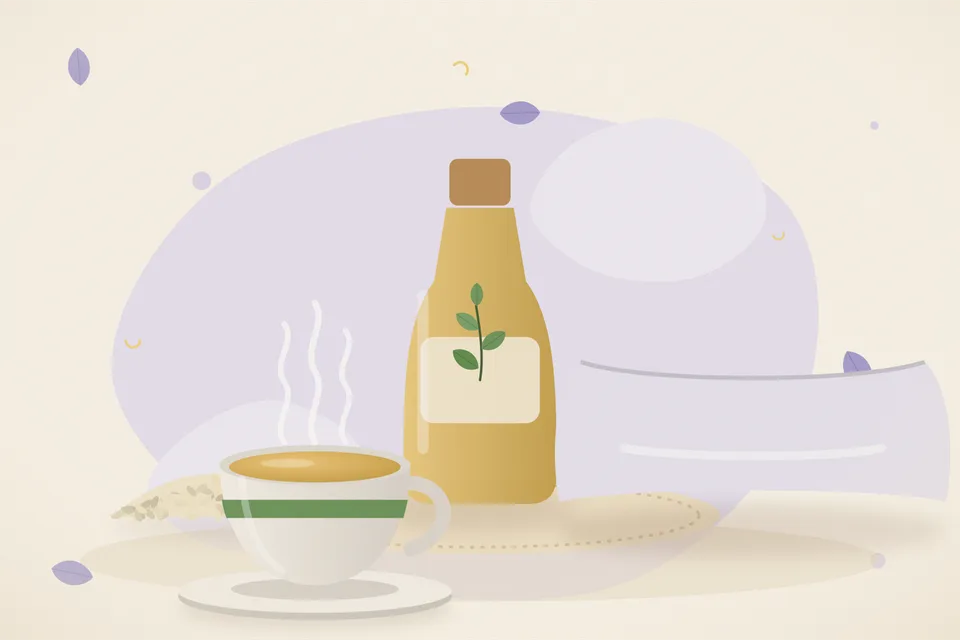 Illustrated still life with sesame seeds.