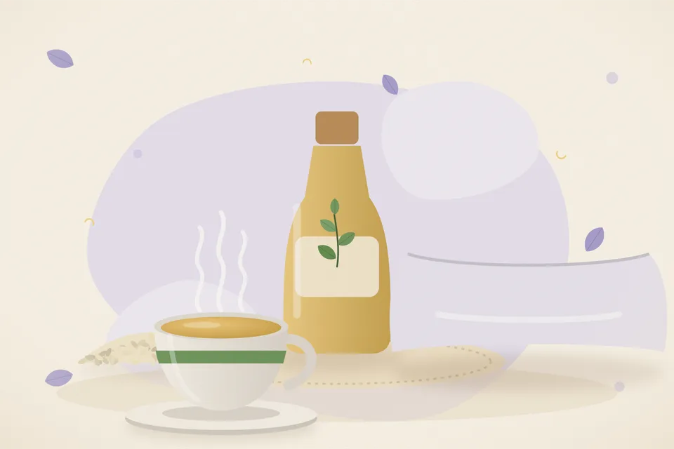 Illustrated still life with sesame seeds.