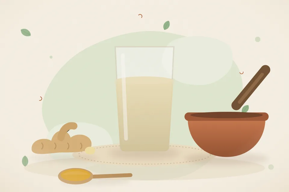 Illustrated still life with fresh ginger.