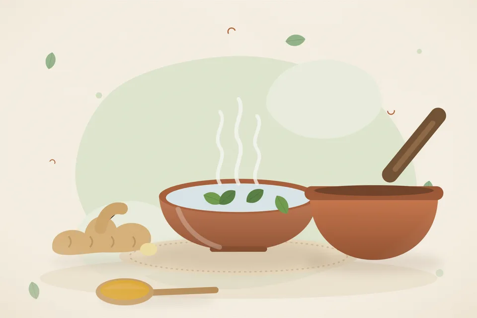 Illustrated still life with fresh ginger.