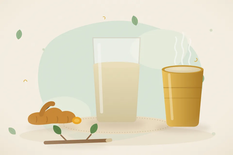 Illustrated still life with turmeric root.